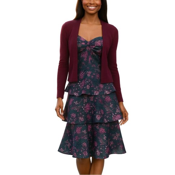 MARCHESA NOTTE Floral Tiered Fit & Flare Midi Dress - coffeafoods.com